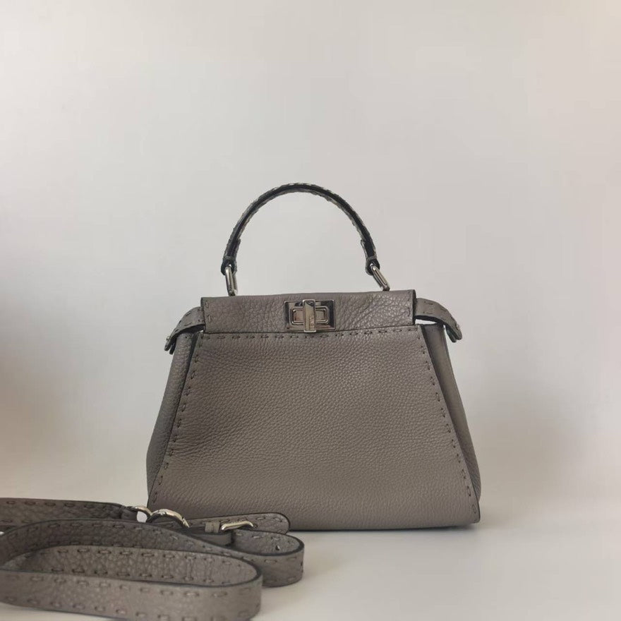 Preloved Fendi Peekaboo Bag Leather Gray Top Handle Bag