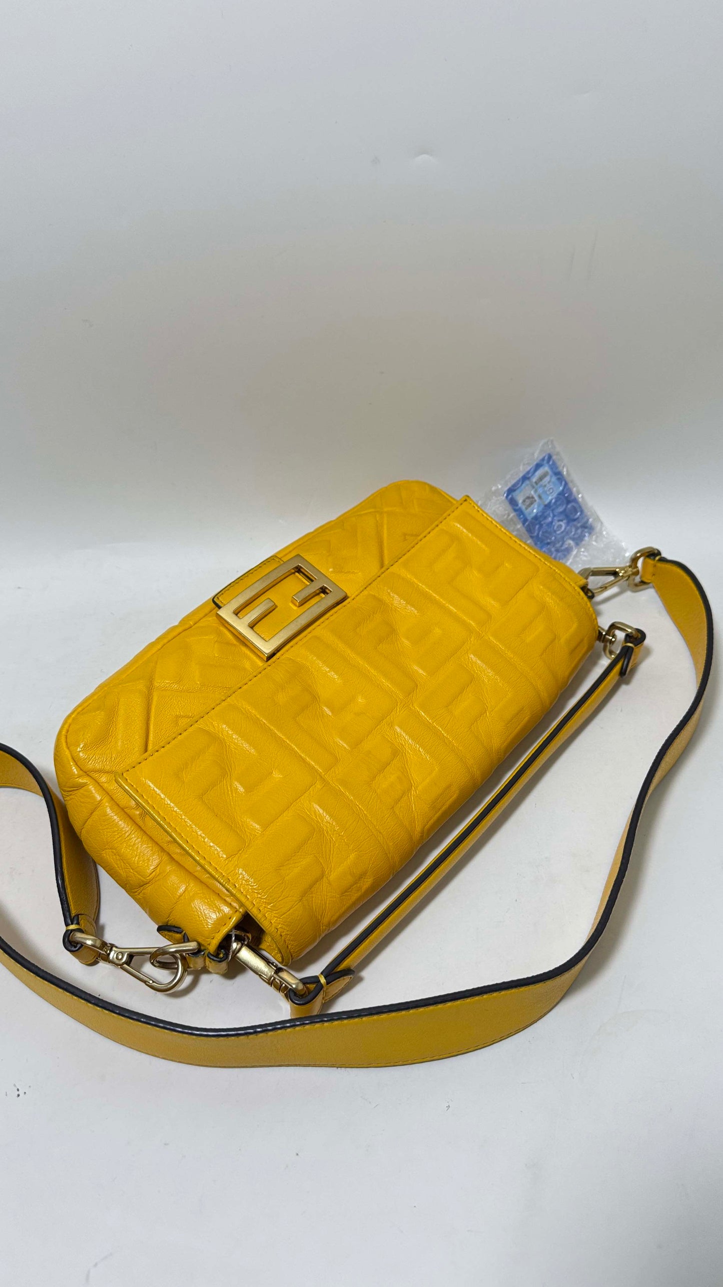 Preloved Fendi Baguette Bag Yellow Leather Shoulder Bag