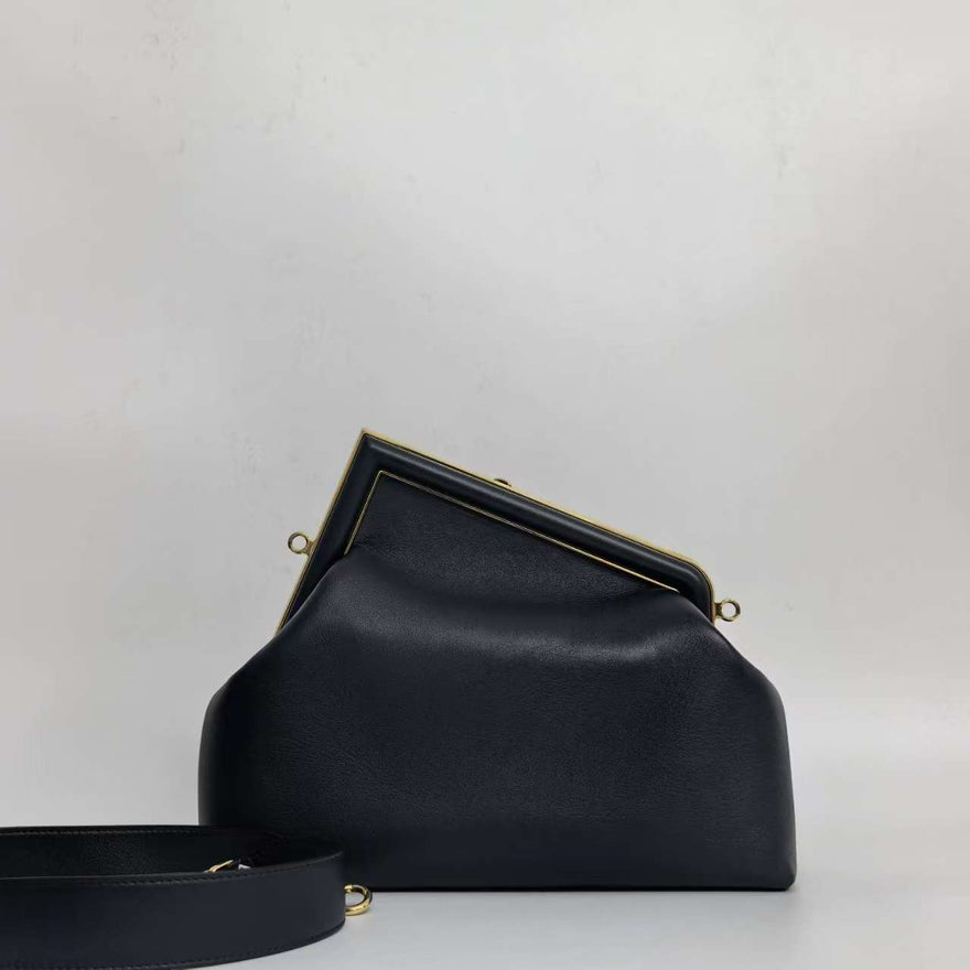 Preloved Fendi Peekaboo Navy Calf Leather Shoulder Bag
