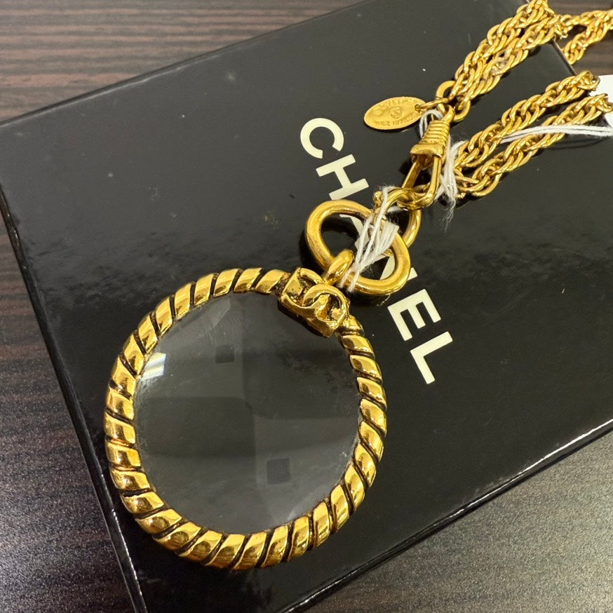 Vintage Chanel Loupe Double Chain Necklace FM9052