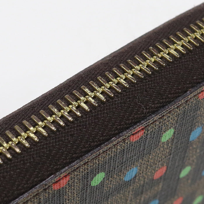 FENDI 8M0024 Long Wallet Zucca x Dot Pattern Zipper Wallet Purse PVC Brown Women