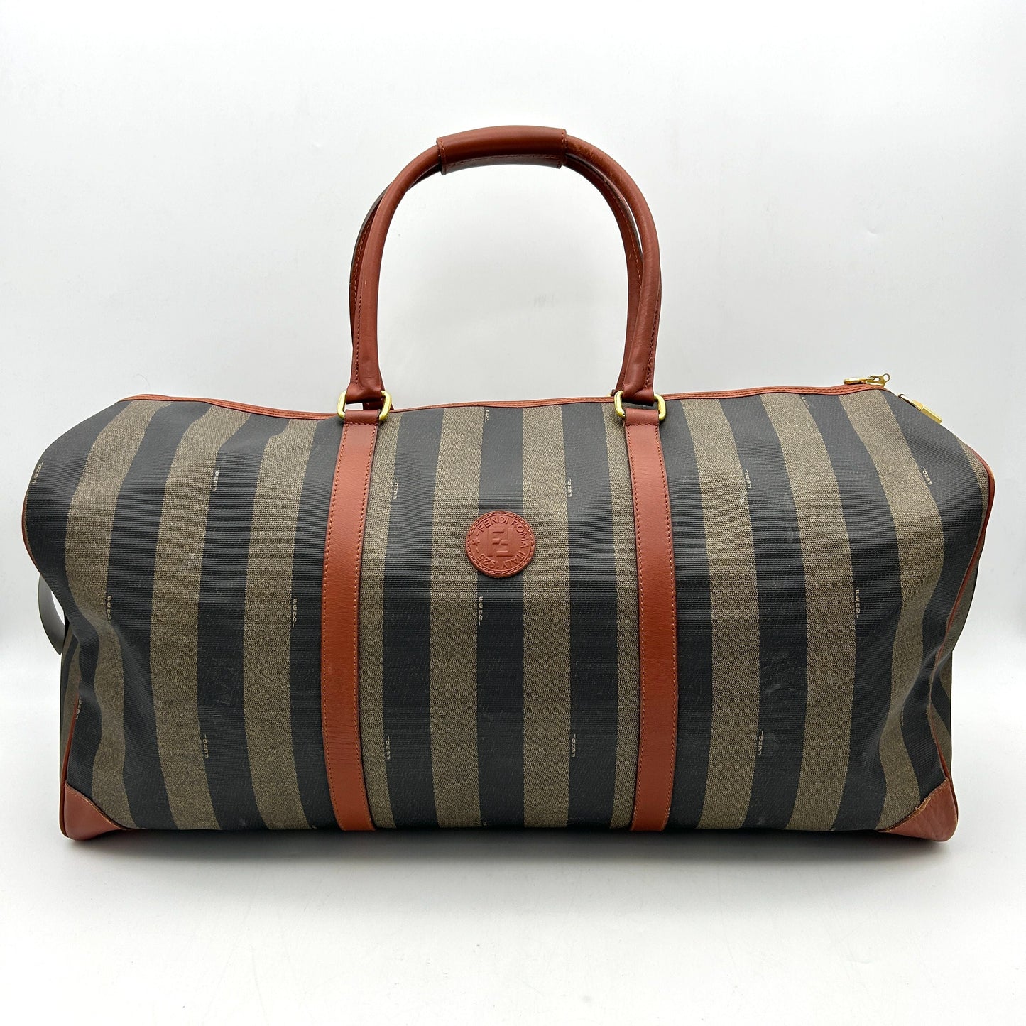 Pre-owned Fendi | Bags | Authentic Fendi Brown Stripes Pequin Travel Bag WD603623