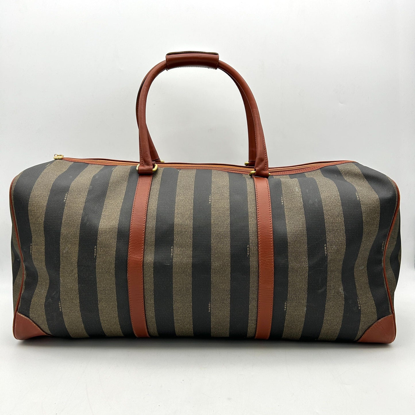 Pre-owned Fendi | Bags | Authentic Fendi Brown Stripes Pequin Travel Bag WD603623