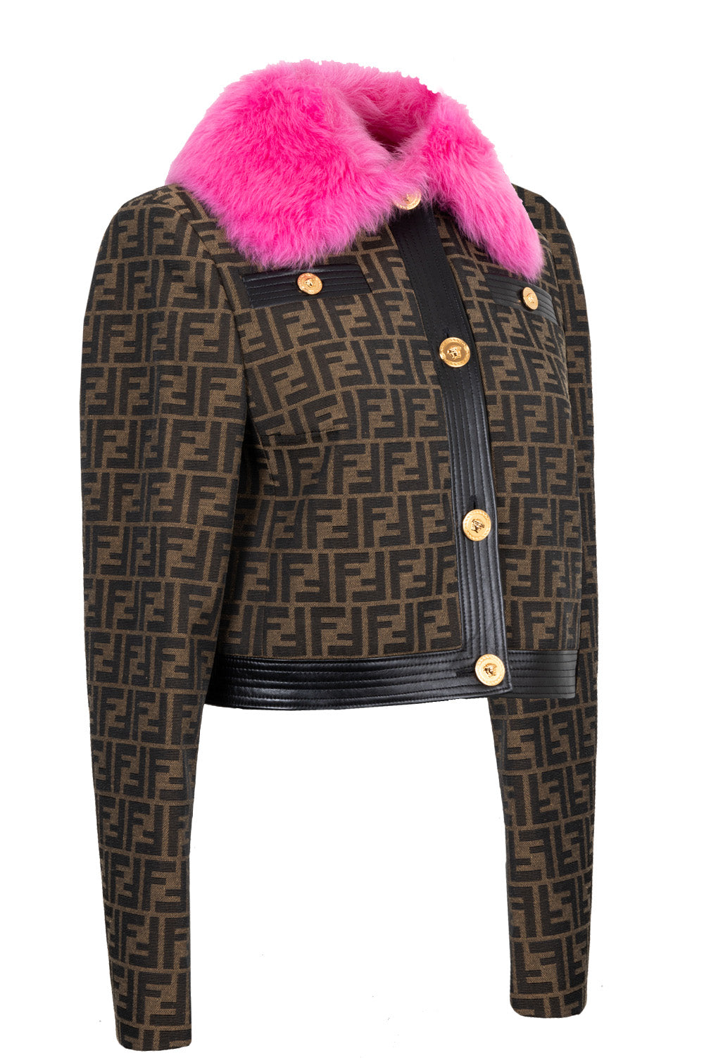 FENDIxVERSACE Fur Collar Jacket Zucca Pink