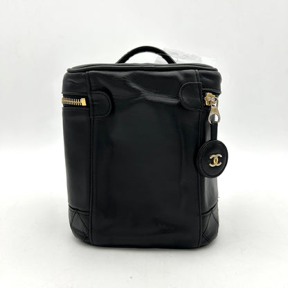 CHANEL Calfskin Cosmetic Vanity Bag Black ch7727ds