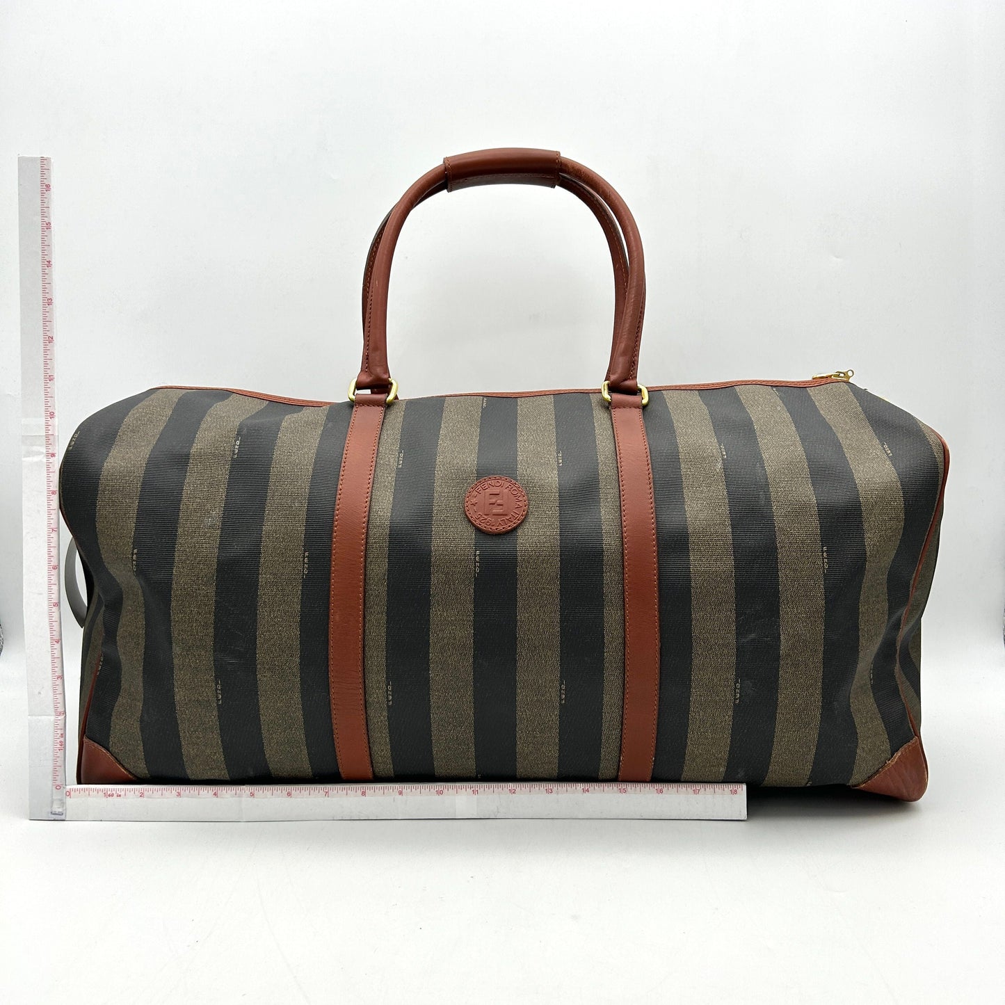 Pre-owned Fendi | Bags | Authentic Fendi Brown Stripes Pequin Travel Bag WD603623