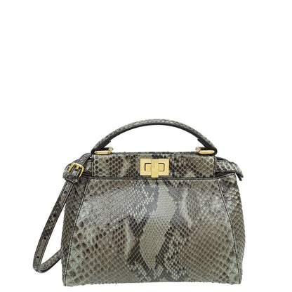Fendi Asphalt Grey Python Peekaboo Mini Bag