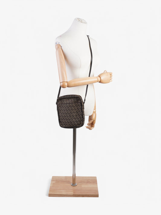 Fendi Zucchino Shoulder Bag Brown Canvas