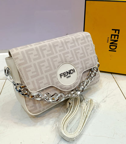High-Quality Fendi Stylish Bag with Long Strap (white)