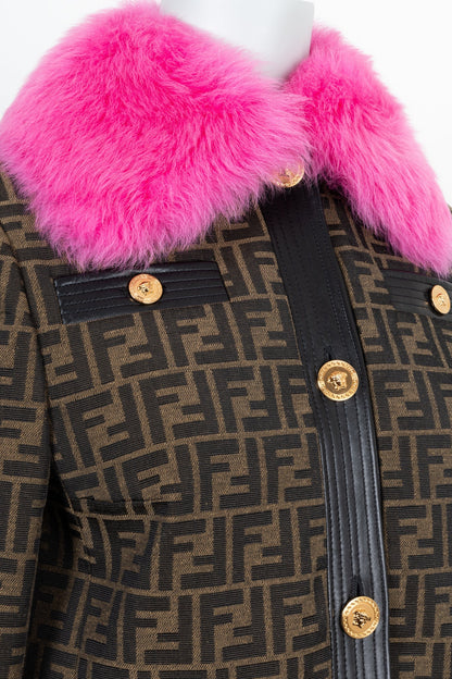FENDIxVERSACE Fur Collar Jacket Zucca Pink