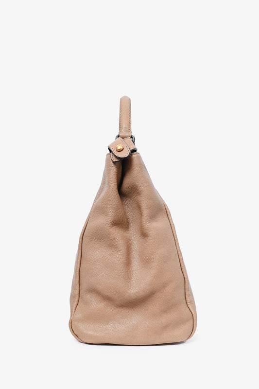 Fendi 2008 Taupe Leather Medium Peek-a-Boo Top Handle with Strap