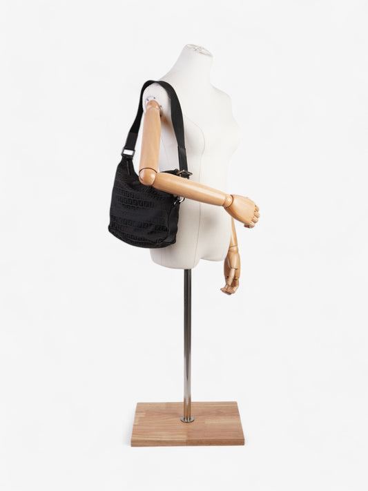 Fendi Zucchino Shoulder Bag Black Canvas