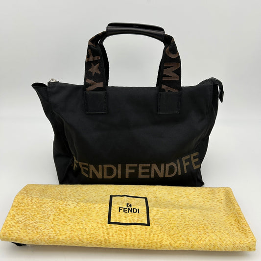 Preloved Fendi Logo Nylon Mini Totebag Black YVEAE741