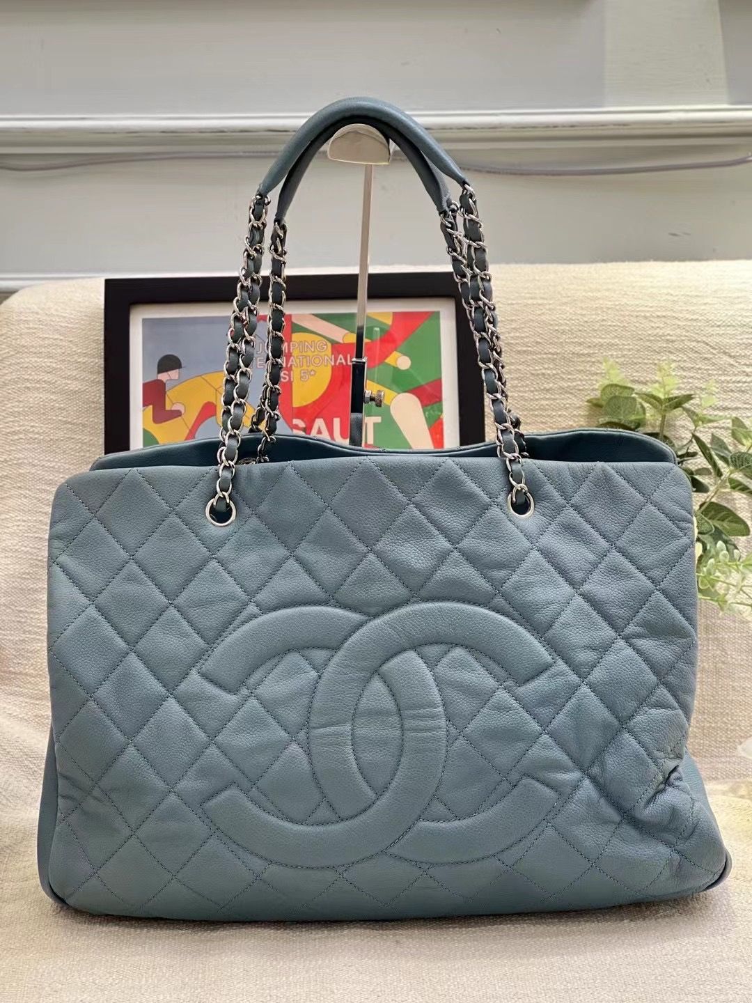 Preloved Chanel tote bag 44x29cm blue 10678