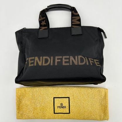 Preloved Fendi Logo Nylon Mini Totebag Black YVEAE741