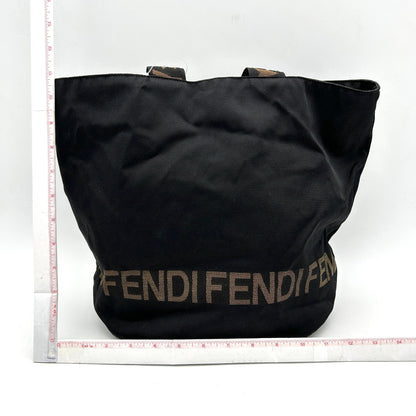 Pre-owned FENDI FF Canvas Bucket Bag Black fe4411bd