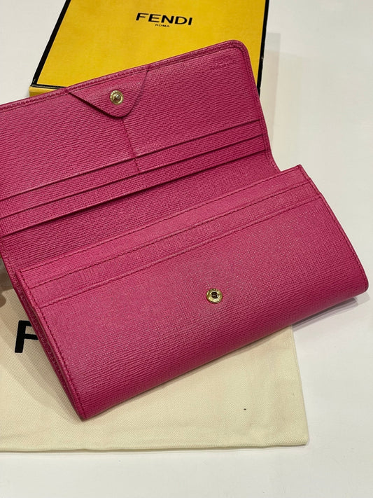 Fendi - Portefeuille compagnon rose fuchsia