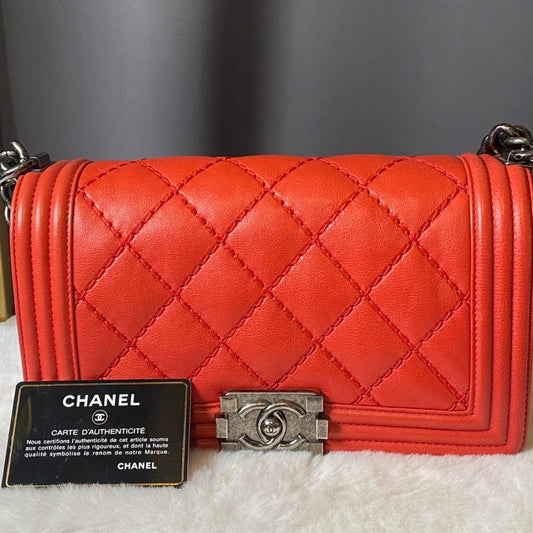 Chanel Boy Bag Red Leather Crossbody
