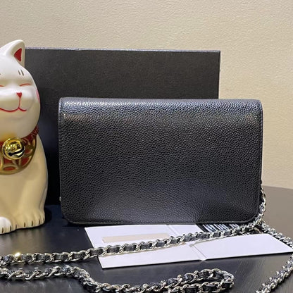 Chanel Black Leather Wallet on Chain Bag Medium