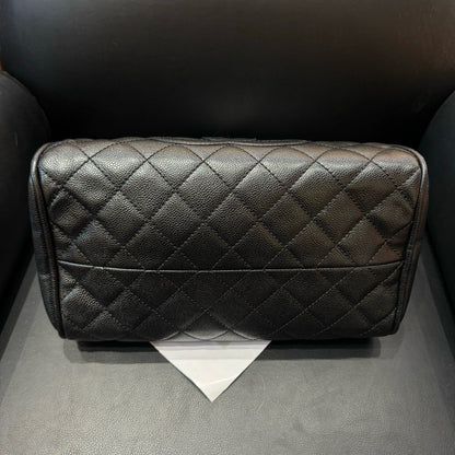 Chanel Black Quilted Caviar Bowler Bag Large