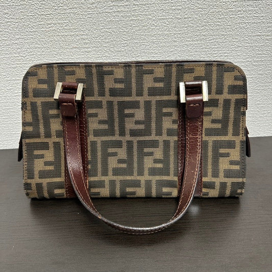 Pre-loved Fendi Vintage FF Logo Canvas Brown Shoulder Bag