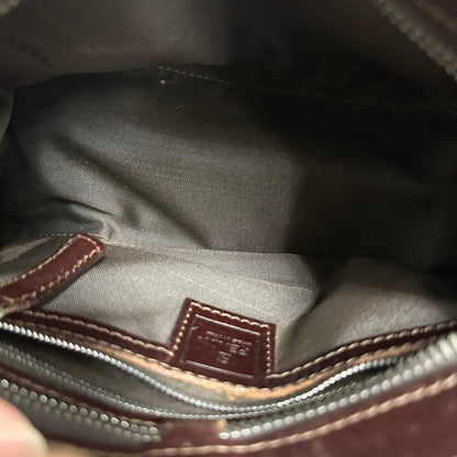 Pre-loved Fendi Vintage FF Logo Canvas Brown Shoulder Bag
