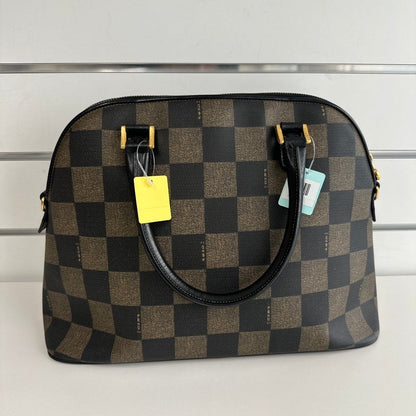 Pre-loved Fendi Alma 4193 Checkered Brown Satchel Bag