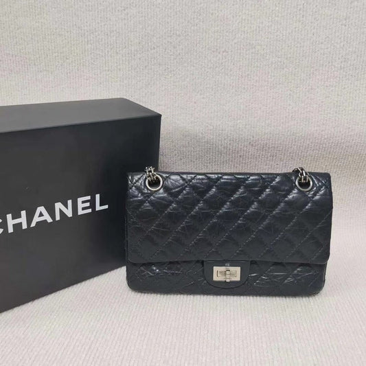 Chanel 2.55 Reissue Shoulder Bag in Black Leather - Preloved and Iconic