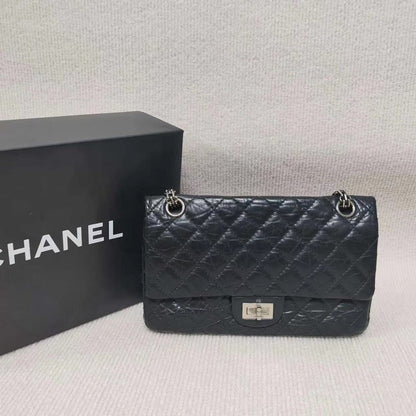 Chanel 2.55 Reissue Shoulder Bag in Black Leather - Preloved and Iconic