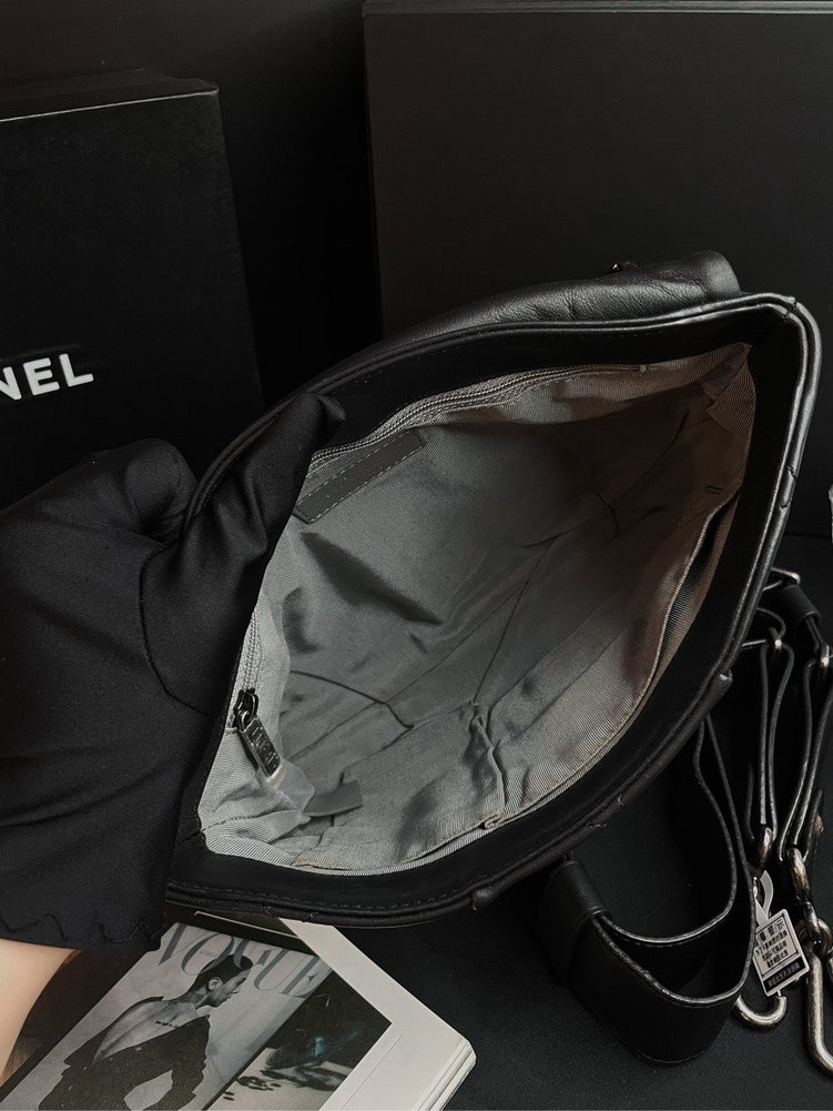 Chanel 2Ways Chain Handle Bag Black Silver Hardware