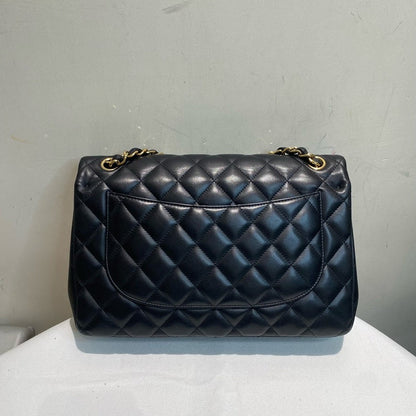 Chanel Black Jumbo Double Flap Shoulder Bag with Card