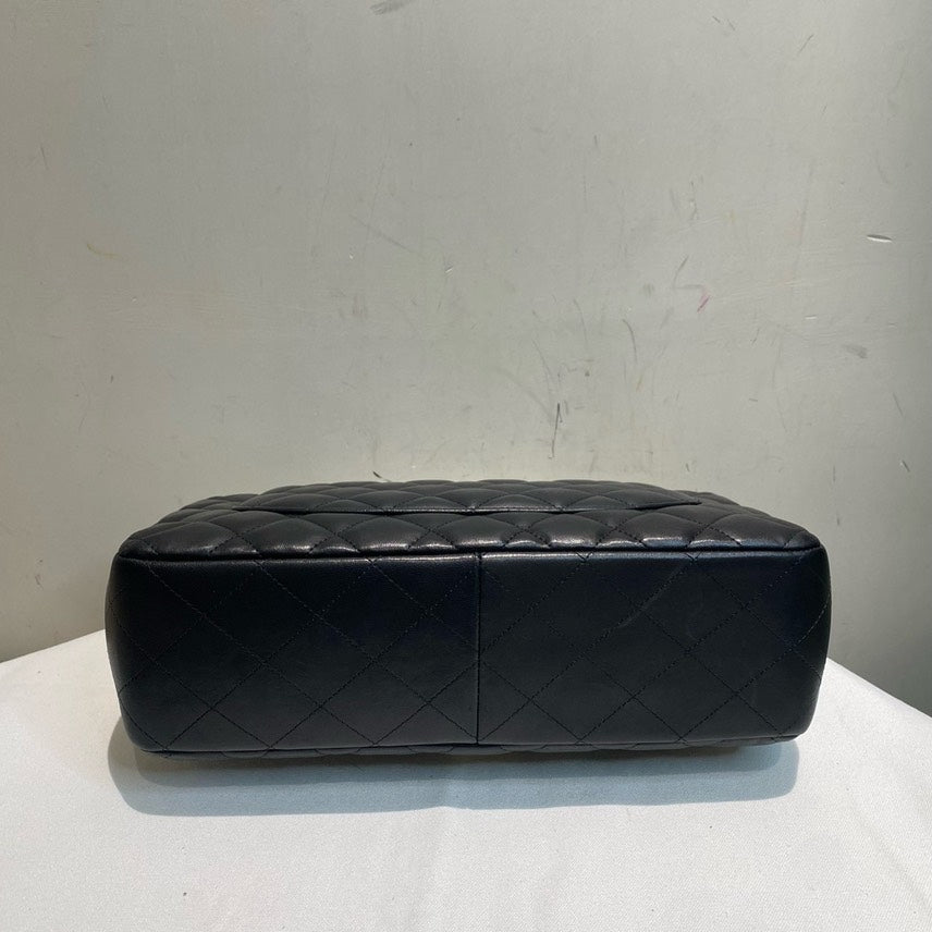 Chanel Black Jumbo Double Flap Shoulder Bag with Card