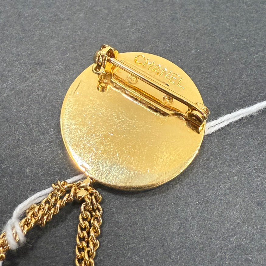 Vintage Chanel Matelasse Gold Brooch