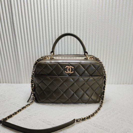 Preloved Chanel Quilted Black Top Handle Bag 12082344