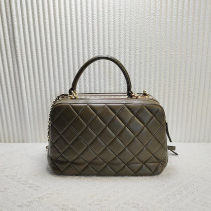 Preloved Chanel Quilted Black Top Handle Bag 12082344