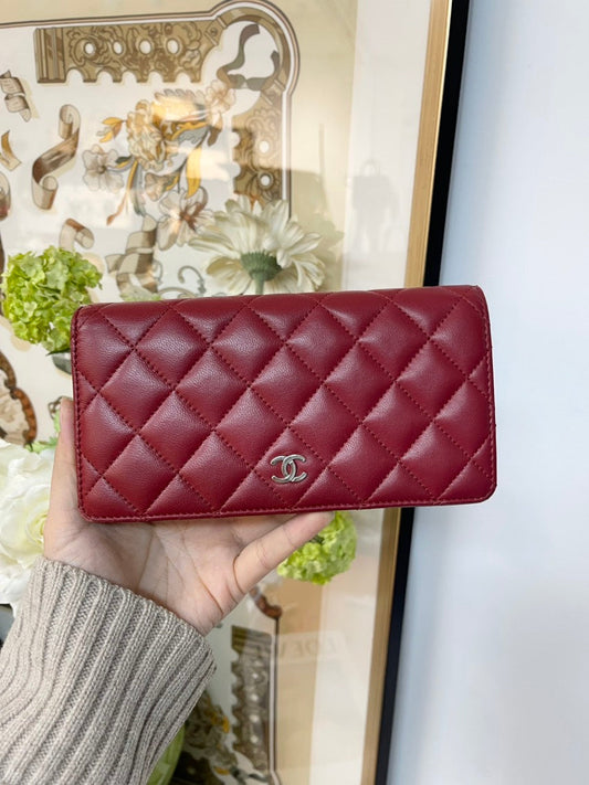 Preloved Chanel Red Bifold Wallet #5A - Vintage Leather Luxury