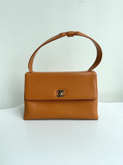 Preloved Chanel Vintage Kelly Tan Leather Top Handle Bag