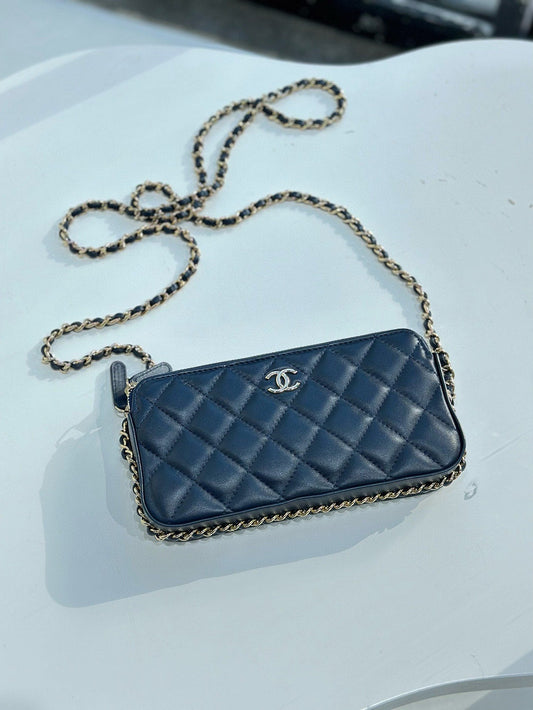 Preloved Chanel WOC Black Quilted Leather Crossbody Bag