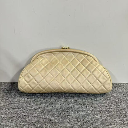 Preloved Chanel Quilted Beige Clutch