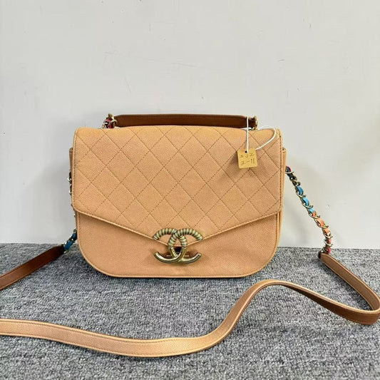 Preloved Chanel Quilted Beige Crossbody Bag