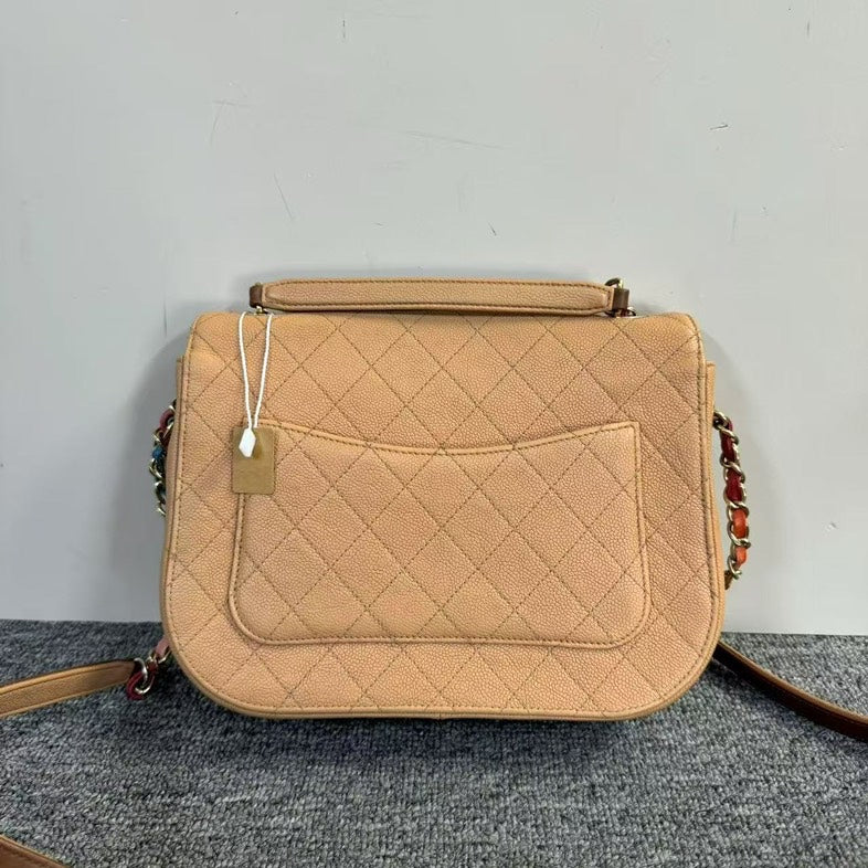 Preloved Chanel Quilted Beige Crossbody Bag