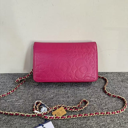 Preloved Chanel Wallet On Chain WOC MY2-9 Pink Leather Crossbody Bag