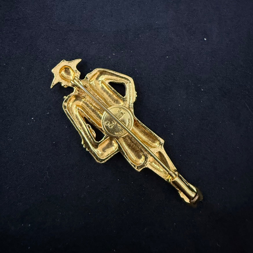Vintage Chanel Mademoiselle Brooch Gold Jewelry TKB