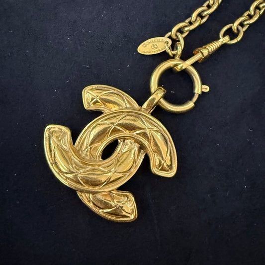 Vintage Chanel Coco Necklace TKB Gold Pendant