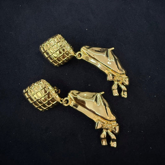 Vintage Chanel Clip-on Earrings TKB Gold Earrings