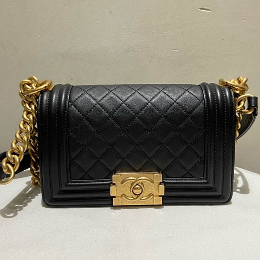 Preloved Chanel Leboy Small Calfskin Black Shoulder Bag