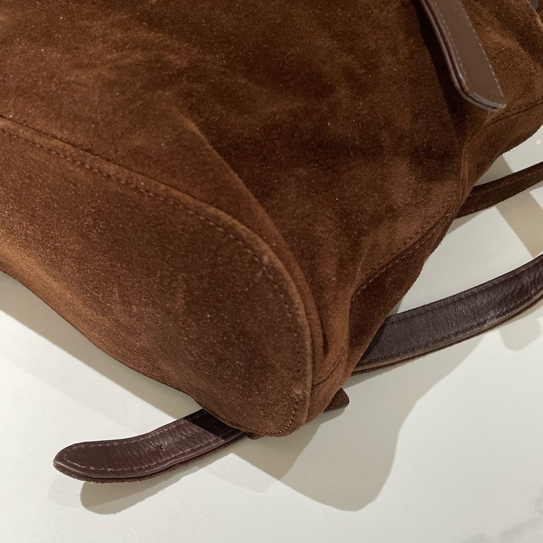 Vintage Chanel Suede Leather Backpack in Brown (1998) - Iconic Designer Bag #13652