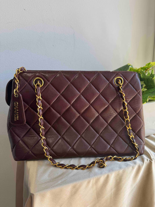 Chanel Burgundy Red Quilted Chain Shoulder Bag