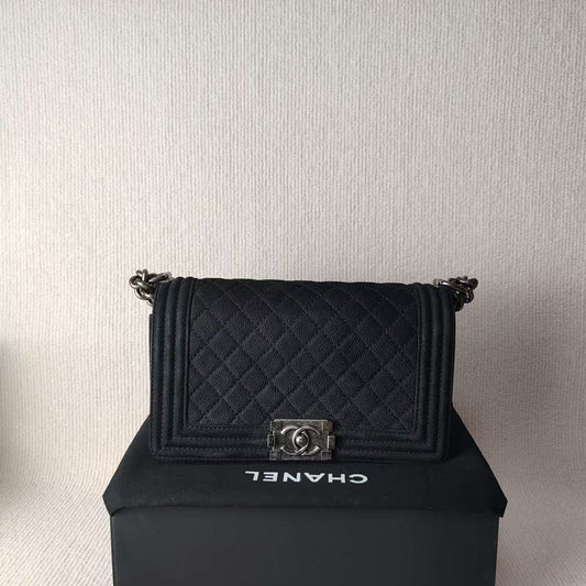 Preloved Chanel LeBoy Bag 5010205 Black Quilted Leather Crossbody Bag