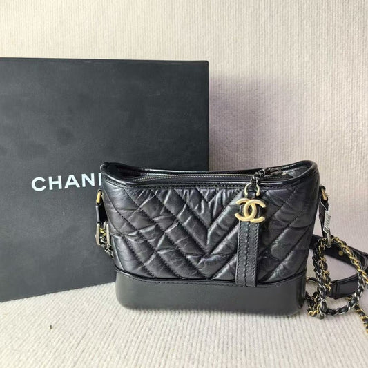 Preloved Chanel Gabrielle Bag Black Quilted Crossbody Bag 5010205